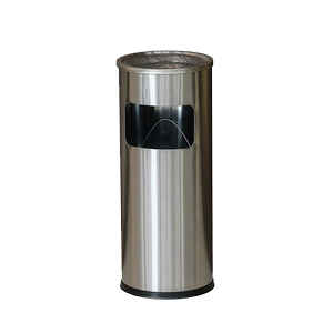 Thùng rác inox tròn có gạt tàn Ø30