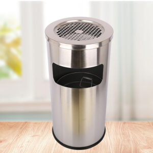 Thùng rác inox tròn có gạt tàn Ø30