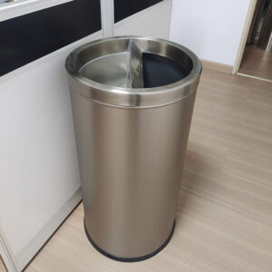 Thùng rác inox tròn nắp chia ngăn có gạt tàn Ø30